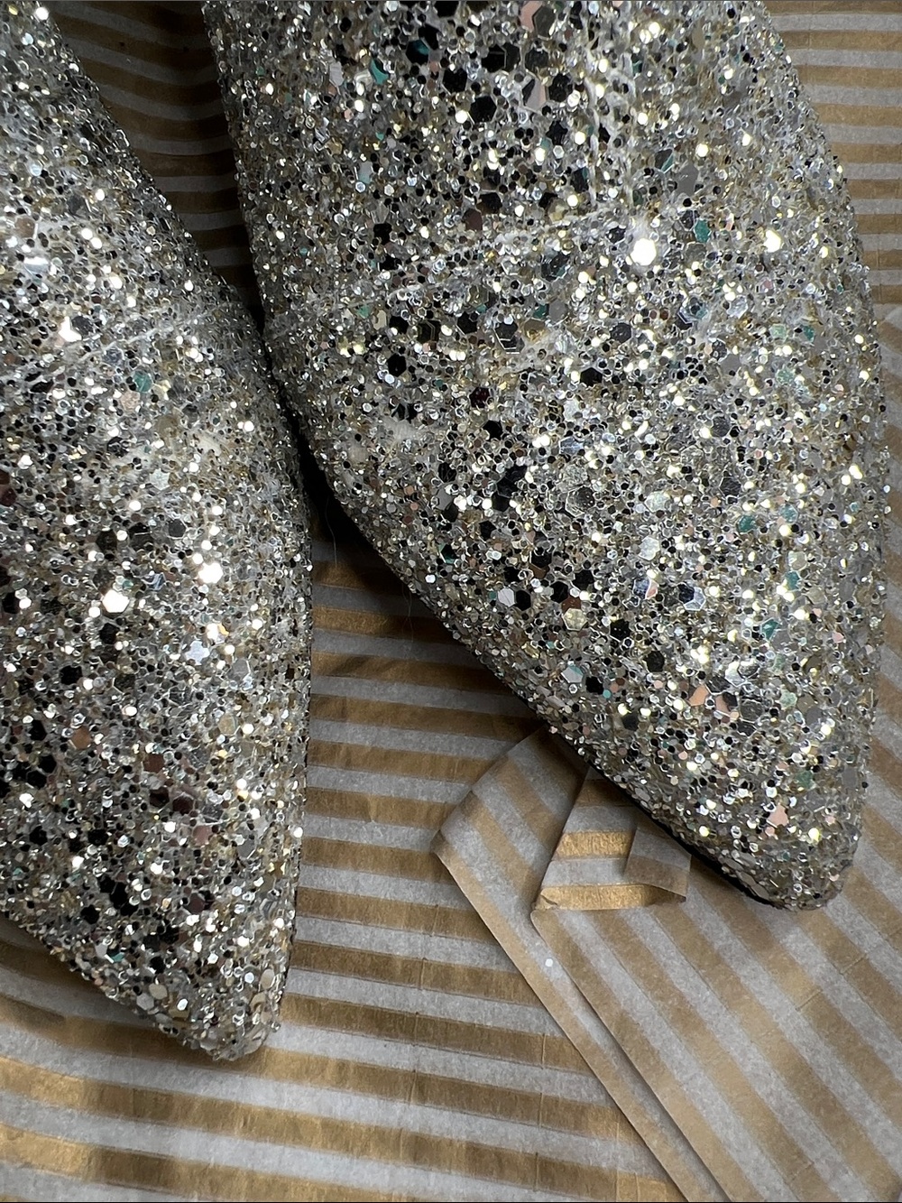 Kate Spade Olina Silver Glitter Tall Boots Kitten Heels In Box 8.5 - Picture 13 of 17